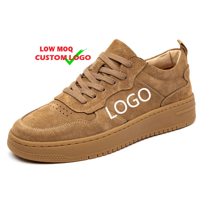 Fabricants de chaussures marron de conception de marque personnalisée OEM avec mon propre logo baskets basses quantité minimale de commande pour hommes