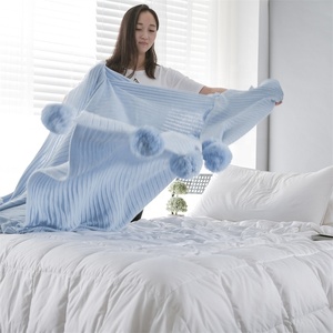 Soft Warm and Cozy <strong>King</strong> <strong>Size</strong> 100% Cotton Knitted <strong>Throw</strong> Couple Blanket for Sofa DQT - Product Image 5