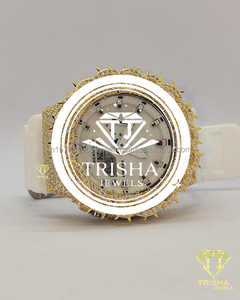 Montre de luxe indienne fabriquée avec des diamants Moissanite VVS en forme de épines de couronne, en argent sterling 925, entièrement sertie de pierres, disponible à la vente - Product Image 6