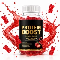 Gummies de protéines de lactosérum à marque privée, sans sucre, supplément de récupération musculaire, saveur fraise, OEM