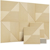 Panneaux acoustiques Roydaa - Panneaux insonorisants et absorbants le son, 6 pièces, 23,62" x 23,62", chêne blanc, polyester haute densité, panneaux pelables