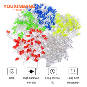500 pezzi diodi emettitori di luce rotondi a LED 5 valori 3mm Kit di circuiti Multicolor assortiti (rosso/verde/giallo/bianco/blu ogni 100 pezzo) - Product Image 3
