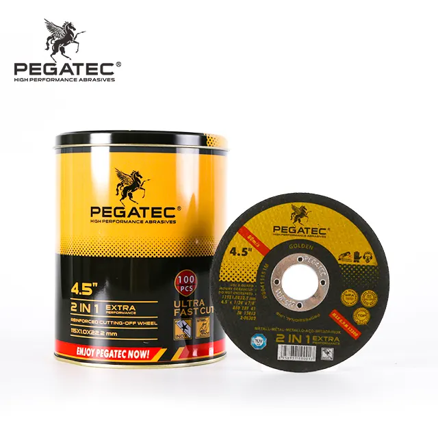 PEGATEC ब्रांड घर्षण बंद पहिया, काटने और पीस डिस्क के लिए धातु और स्टेनलेस स्टील के लिए चक्की