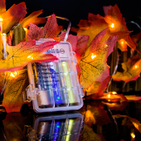 Guirlande lumineuse LED en forme de feuille d'érable 2m 3m Intérieur IP44 Récolte d'automne Décoration de garde-corps d'escalier Plante Fête Éclairage de vacances Batterie