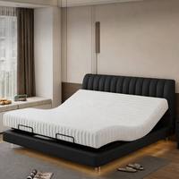Luxuriöses Modernes Smart Elektrisch Verstellbares Kingsize-Bettgestell |   Schwerelosigkeitsplattform |   Lederpolsterung Kiefernholzrahmen Beleuchtet
