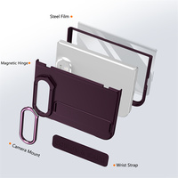 Étui de protection intégrale pour iPhone Duo avec support d'appareil photo, écran en verre trempé, sangle de poignet invisible et protection de charnière