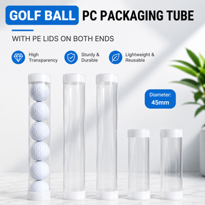 Tubes d'emballage pour balles de golf imprimés sur écran Haodi, cylindres transparents en PC avec couvercle en PE pour expositions, affaires, shopping et fournitures d'usine - Product Image 1