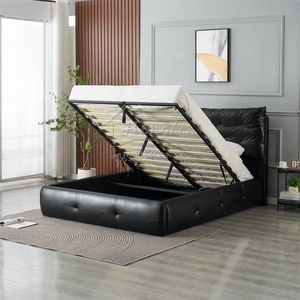 <span class=keywords><strong>Letto</strong></span> <span class=keywords><strong>matrimoniale</strong></span> moderno in pelle nera imbottito con <span class=keywords><strong>testiera</strong></span> trapuntata e struttura in legno, mobili <span class=keywords><strong>letto</strong></span> morbidi - Product Image 5