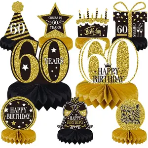 60th Birthday Honeycomb Table Centerpiece Decoration for Theme Birthday Party Favors