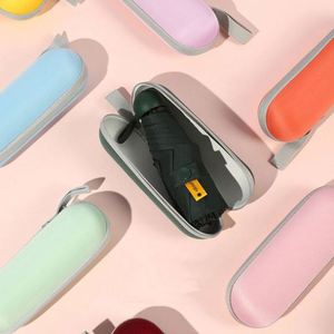Custom Logo Mini Compact <b>Pocket</b> With Storage Eva Case Sunshade Uv Rain Folding Umbrella Waterproof Windproof - Product Image 4