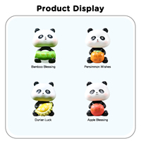 Figurine de panda porte-bonheur en résine solide, tête oscillante, statue de panda mignonne pour bureau, voiture, charme porte-bonheur chinois, cadeaux