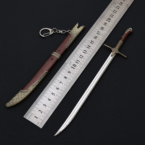 3: Espada plateada Wild Hunt Aerondight-Réplica de metal completo de 22cm con vaina de cuero - Product Image 5