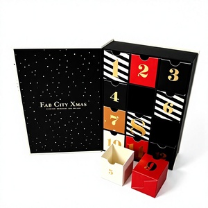 Custom 12 Days <b>Christmas</b> Advent Calendar <b>Box</b> with Drawers Rigid Cardboard Black Red Blind <b>Box</b> Mystery Packaging Gift <b>Box</b> - Product Image 1