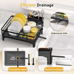 Escurridor de Platos de Metal Resistente al Óxido para Encimera, con Bandeja de Drenaje y Porta Cubiertos para Cocina - Product Image 5