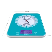 Báscula Digital de cocina con reloj, balanza montada en la pared para el hogar, medición de 5KG
