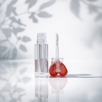 Tubes de brillant à lèvres personnalisés en forme de cœur rouge, contenants uniques en plastique pour baume à lèvres, emballage de maquillage vide en gros