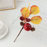 Petites feuilles d'érable, citrouilles, roses artificielles pour Halloween, bouquet en gros, arrangement décoratif pour mariage