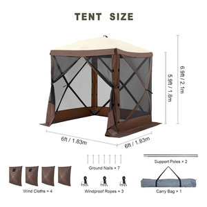 Gazebo Portátil de Cuatro Esquinas con <span class=keywords><strong>Camuflaje</strong></span>, Impermeable, Plegable, Equipo de Camping, <span class=keywords><strong>Toldo</strong></span> con Mosquitera, <span class=keywords><strong>Toldo</strong></span> Automático - Product Image 4