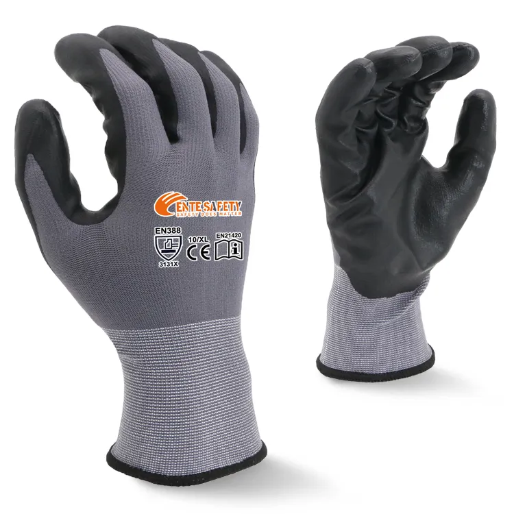 ENTE SAFETY Top sale global firm grip men's oil resistant utility foam nitrile coated manufacturer of safety hard work gloves