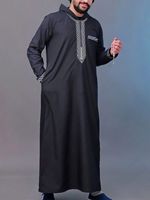 Robe à capuche brodée marocaine pour homme Lijia, Boubou Homme Musulman, vêtements islamiques modestes, Qamis Ramadan Jalabiya pour homme