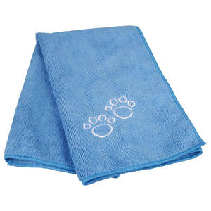Toalla de secado para mascotas 50 x 60 cm azul con estampado de huellas bordadas para perros y gatos - Product Image 1