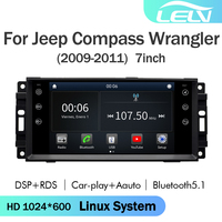 Autoradio LELV 7 pouces avec système Linux pour Jeep Compass Wrangler (2009-2011), écran partagé, navigation stéréo, Android Auto, lecteur vidéo