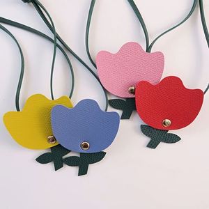 New PU Leather Tulip Long <b>Strap</b> Pendant Yellow and Green Contrast Flower Bag Charm Adjustable <b>Strap</b> Bag Pendant - Product Image 1