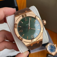 Montre automatique pour homme, boîtier de 42 mm, cadran Paris Stud, aiguilles luminescentes, bracelet en cuir