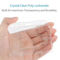 Drop Shipping Porte-carte d'identité double en plastique dur transparent Accessoire pour badge horizontal Porte-bâton vertical rigide