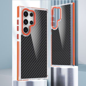 GSCASE Nouveau matériau Fibre de carbone à motifs bicolores <span class=keywords><strong>TPE</strong></span> Clear Hard PC Back Cover Anti Drop Phone Case For Samsung S24 Plus - Product Image 1