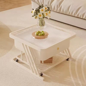 <span class=keywords><strong>Table</strong></span> <span class=keywords><strong>basse</strong></span> carrée en verre trempé, couleur crème, durable, moderne, portable, pour petit appartement, salon, maison, luxe léger, haut de gamme - Product Image 4