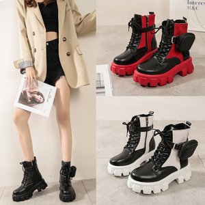 Bottes à lacets pour femmes, nouvelle collection automne-hiver <span class=keywords><strong>2021</strong></span>, à semelle épaisse compensée, grande taille, style 'sponge cake', avec poches - Product Image 4