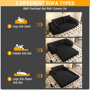 Human Dog <b>Bed</b> Convertible Eco-Friendly Modern Lazy <b>Sofa</b> Couch 78.7" Multi-Functional Foldable 3-in-1 Teddy Fabric Cotton-Filled - Product Image 2