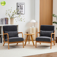 Reddeboo Mobilier de salon moderne Chaise de salle à manger d'appoint rembourrée vintage Canapé simple en bois Chaise de loisirs américaine 5373