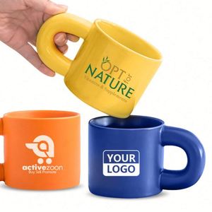 Tasse à café personnalisée Pangpang Cup avec logo, poignée épaisse, gravure photo, style Ins, tasses en céramique personnalisées - Product Image 1