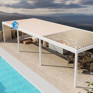 Pergola in Alluminio Sweet Home dal Design Elegante con Gestione Cavi Nascosta, Lamelle Motorizzate e Illuminazione Dimmerabile per Giardino - Product Image 3