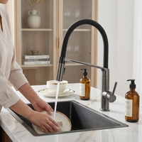 Robinet de cuisine transfrontalier chaud/froid rotatif extractible avec valve en céramique, monocommande, à poser sur comptoir, mitigeur d'eau de cuisine