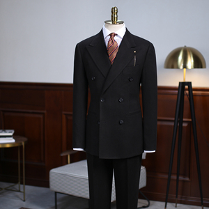 Completo da Uomo Doppiopetto Slim Fit <span class=keywords><strong>con</strong></span> Risvolto a Punta, Abito da Cerimonia/Business <span class=keywords><strong>con</strong></span> Pantaloni Regolabili Laterali - Premium - Product Image 1