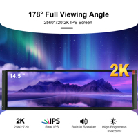 Wisecoco Layar Panjang 14.5 Inci 2k 2560x720, Layar Sentuh Kapasitif, Monitor LCD Ultra Lebar