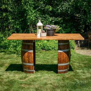 طاولة عشاء مستديرة على شكل خشب البلوط طاولة شكل برميل نبيذ طاولة قاعدة بشكل ريفي على شكل برميل ويسكي - Product Image 4