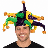 Neuer bunter Plüsch-Clownhut für Halloween und Mardi Gras – Lustiges Narrenkostüm