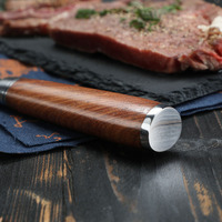 Couteau de chef de cuisine serbe forgé à la main de 5 pouces avec logo personnalisé Couteau de cuisine en acier au carbone 5Cr15MoV Manche en bois de rose