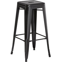 Tabouret de bar en métal noir H-606 avec repose-pieds, hauteur de comptoir 75 cm