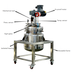 Composants essentiels de mélange de laboratoire bibo 1L en acier inoxydable avec revêtement PTFE, incluant un récipient, un moteur et un propulseur pour cuves de réaction - Product Image 3