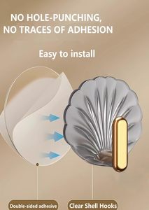 In Stock Household Creative Transparent Shell <b>Hook</b> Door <b>Hook</b> No Punching Bathroom Bedroom <b>Hooks</b> <b>for</b> <b>Hanging</b> Wall - Product Image 4