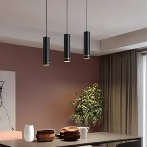 Silinder Dimmable LED Liontin Cahaya Lampu Tabung Panjang 7W 12W Dapur Ruang Makan Toko Bar Dekorasi Kabel Pencahayaan Latar Belakang