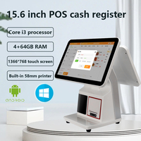Android Win-dows POS System 15,6 pulgadas capacitiva todo en una pantalla táctil POS máquina caja registradora POS Terminal con impresora