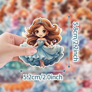 50 Cute <b>Cartoon</b> Princess Graffiti PVC <b>Stickers</b> 4-8cm Waterproof for Water Bottles & Computer Decoration Wholesale - Product Image 3