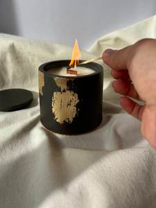 UOBOBO 8 унций Новый стиль Золотой трещины цемент ароматическая свеча банка черный роскошный бетон - Product Image 4