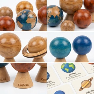 <span class=keywords><strong>Juego</strong></span> Educativo de Astronomía Montessori Personalizado de Madera con Sistema Solar, Globo Planetario y Tarjetas de Control de 3 Partes - Product Image 2